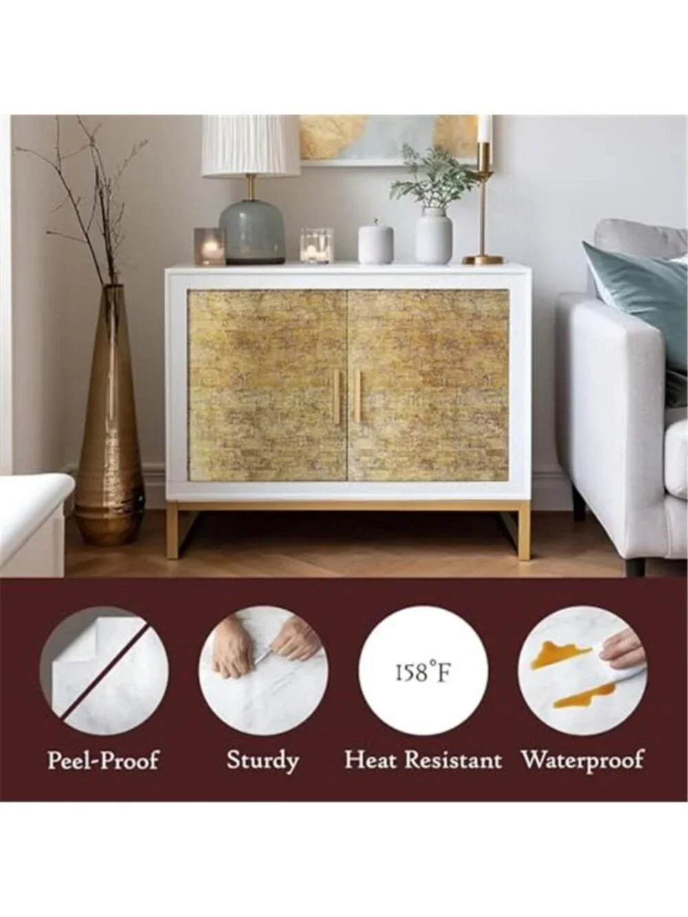 Gold Peel And Stick Wallpaper Metallic Contact Paper Vinyl Furniture Wrap